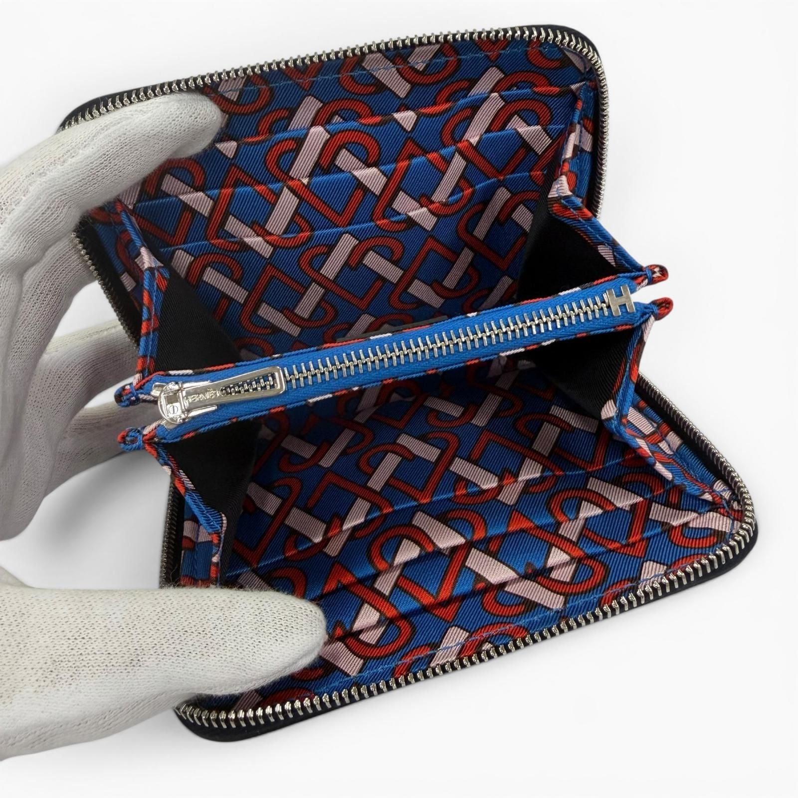 Hermes Azap Compact Silk in Color Blue Nuit Zip Around Wallet Coin Case — view 6