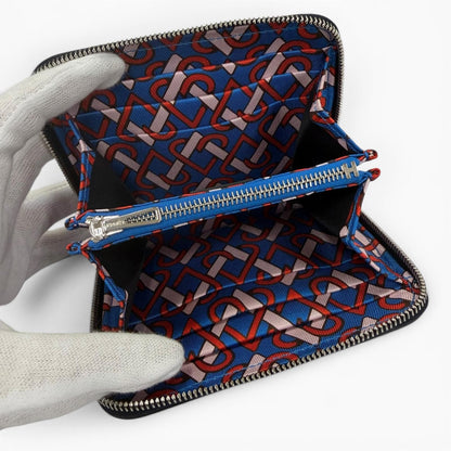 Hermes Azap Compact Silk in Color Blue Nuit Zip Around Wallet Coin Case — view 6