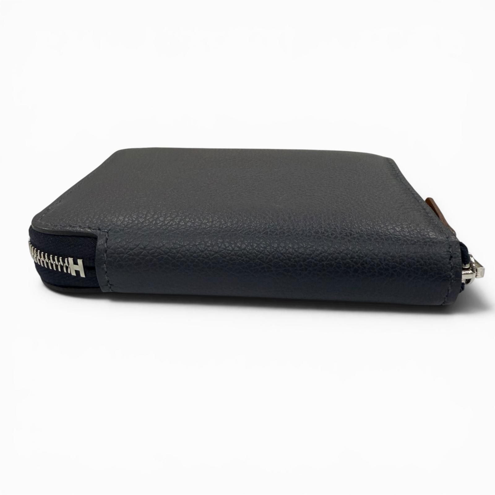 Hermes Azap Compact Silk in Color Blue Nuit Zip Around Wallet Coin Case — view 4