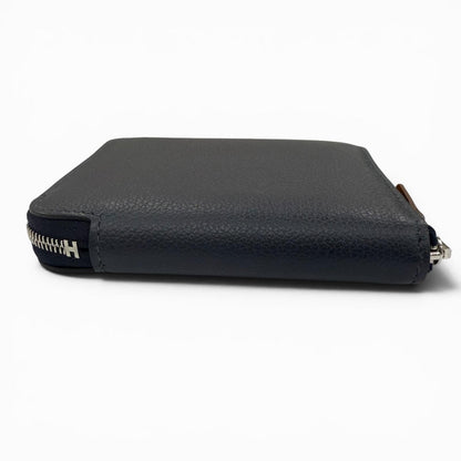 Hermes Azap Compact Silk in Color Blue Nuit Zip Around Wallet Coin Case — view 4