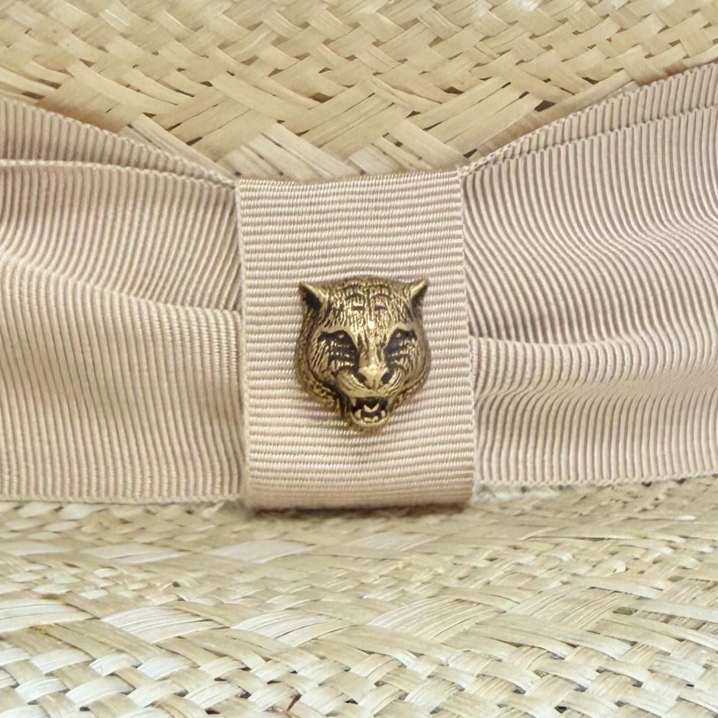 Gucci Some Silk Blend Tiger Head Ribbon Tape Straw Hat Natural L 59 cm Recommend — view 6