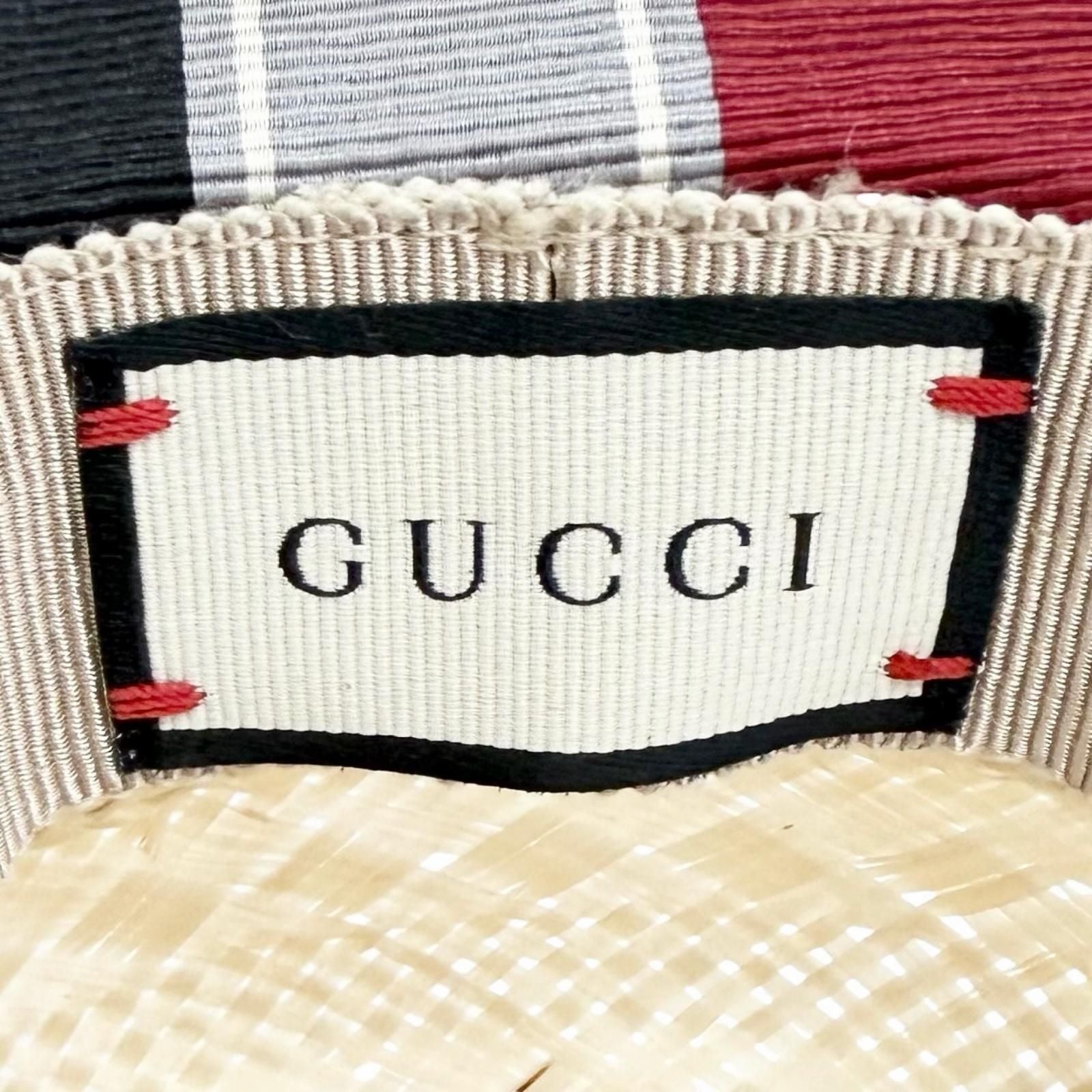 Gucci Some Silk Blend Tiger Head Ribbon Tape Straw Hat Natural L 59 cm Recommend — view 8
