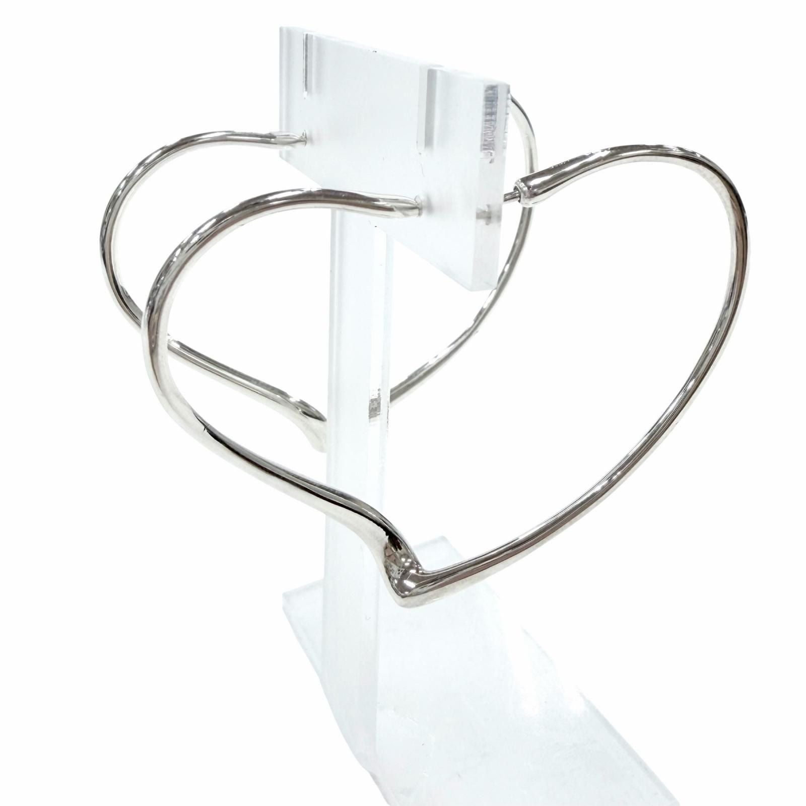 Tiffany & Co Elsa Peretti Open Heart Hoop Earrings Silver
