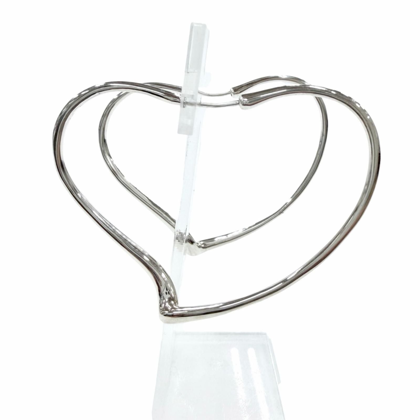 Tiffany & Co Elsa Peretti Open Heart Hoop Earrings Silver — view 3