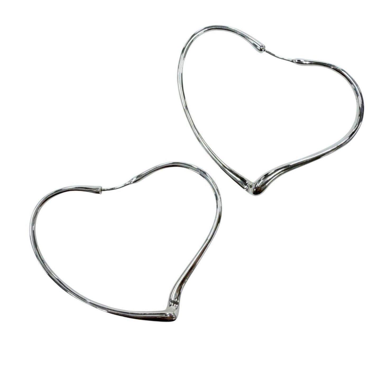 Tiffany & Co Elsa Peretti Open Heart Hoop Earrings Silver — view 6