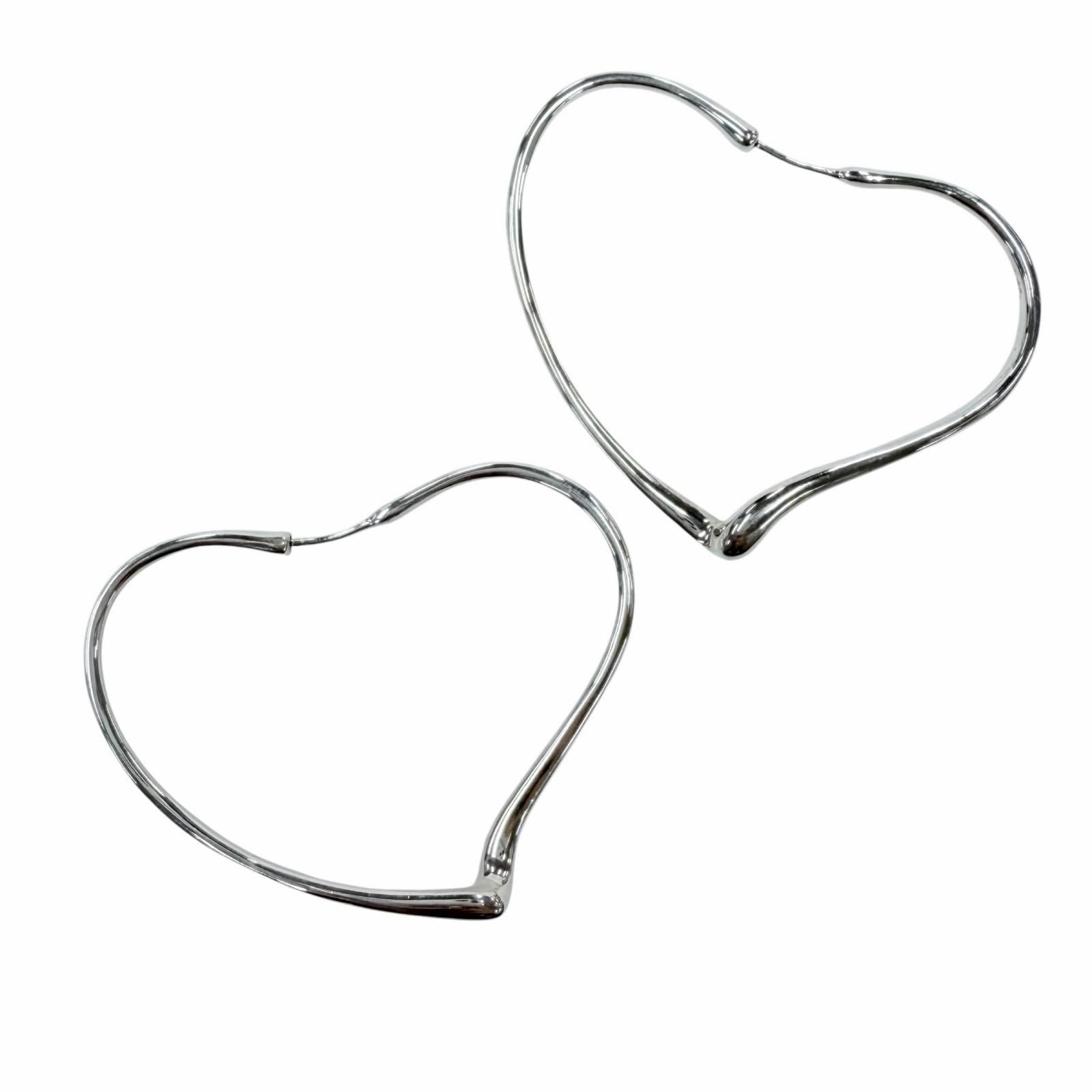 Tiffany & Co Elsa Peretti Open Heart Hoop Earrings Silver — view 6