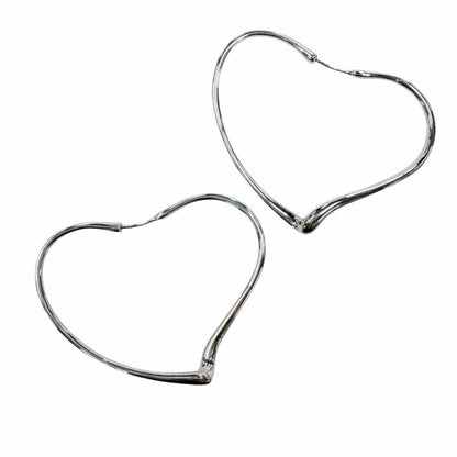 Tiffany & Co Elsa Peretti Open Heart Hoop Earrings Silver — view 6