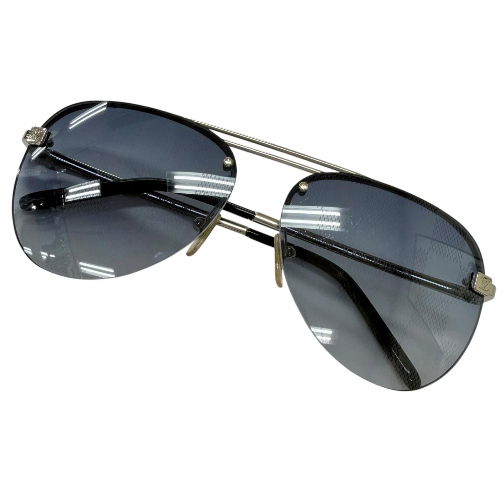 Louis Vuitton Sunglasses Clockwise Damier Teardrop Silver 60 Demo Lens Eyewear