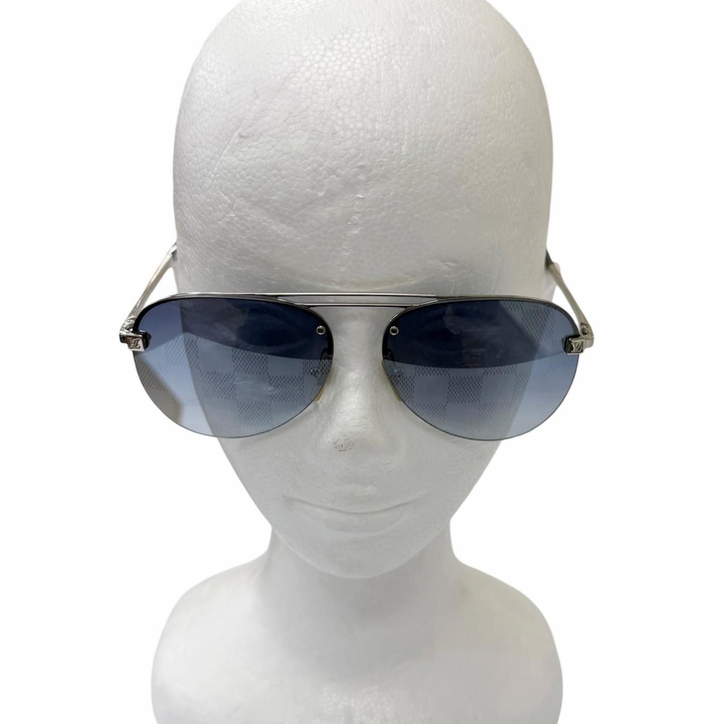 Louis Vuitton Sunglasses Clockwise Damier Teardrop Silver 60 Demo Lens Eyewear — view 2