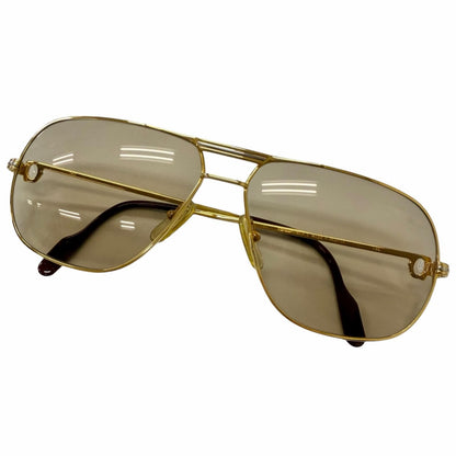 Cartier Vintage Trinity Two Bridge Sunglasses Eyewear Gold Bordeaux