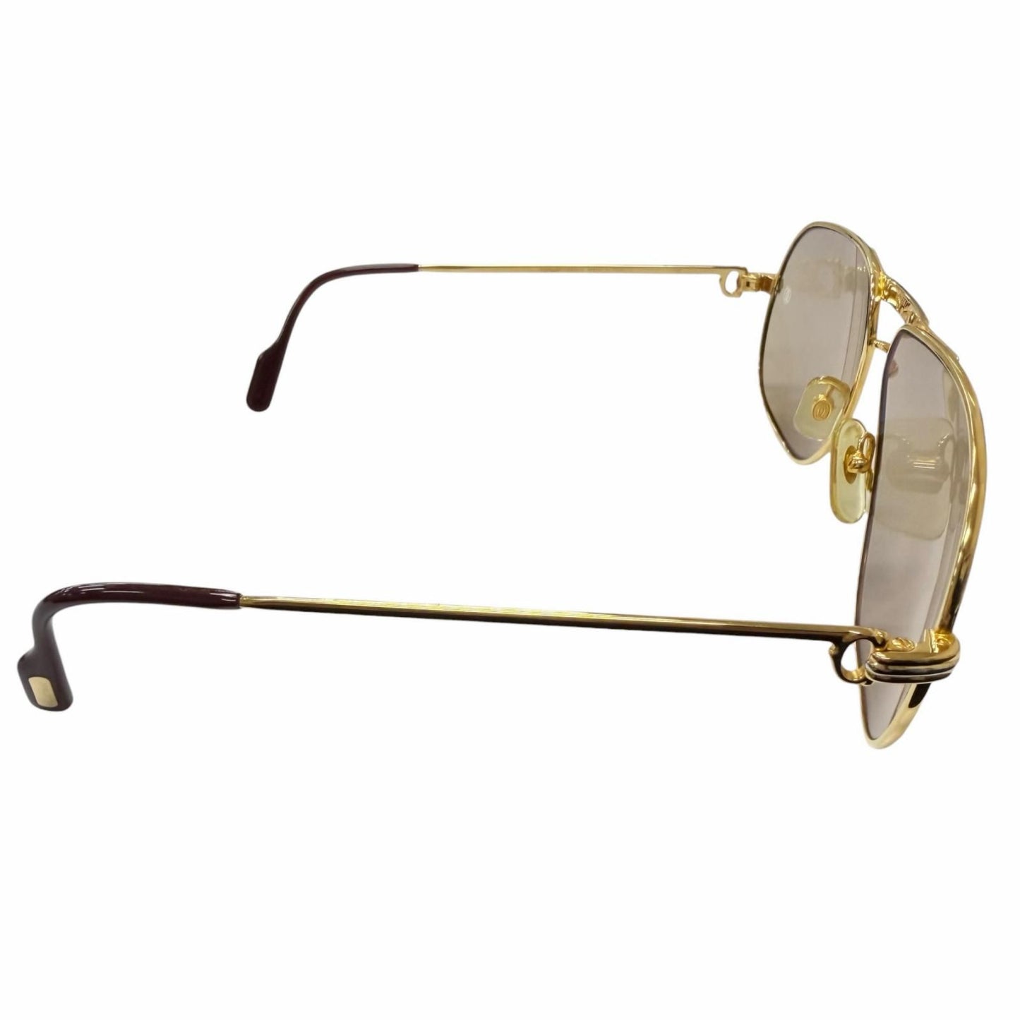 Cartier Vintage Trinity Two Bridge Sunglasses Eyewear Gold Bordeaux — view 5