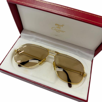 Cartier Vintage Trinity Two Bridge Sunglasses Eyewear Gold Bordeaux — view 2