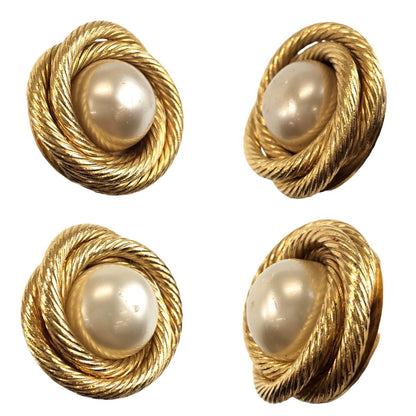 Chanel Vintage Gold Plated Faux Pearl Earrings — view 4