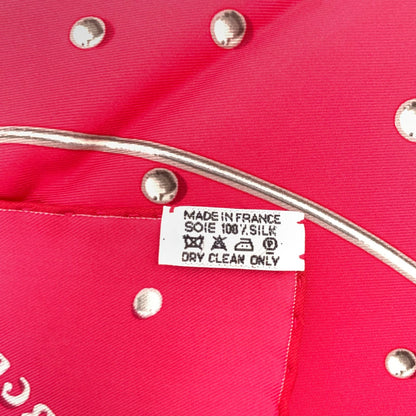 Hermes Carre 45 Vif Argent Silver Shizuku Silk 100% Pink Scarf — view 7