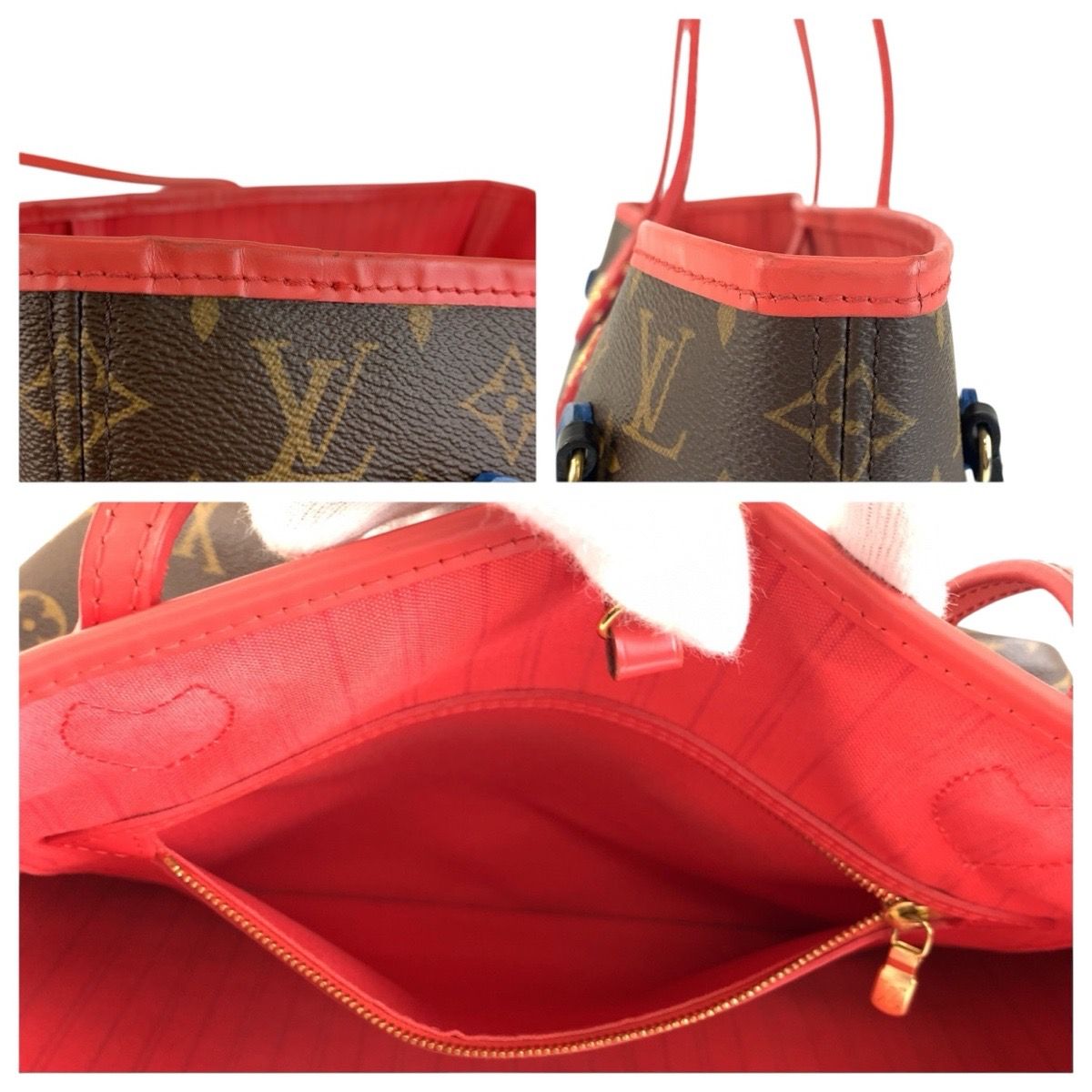 Louis Vuitton Monogram Totem Neverfull Brown Red Tote Shoulder — view 5