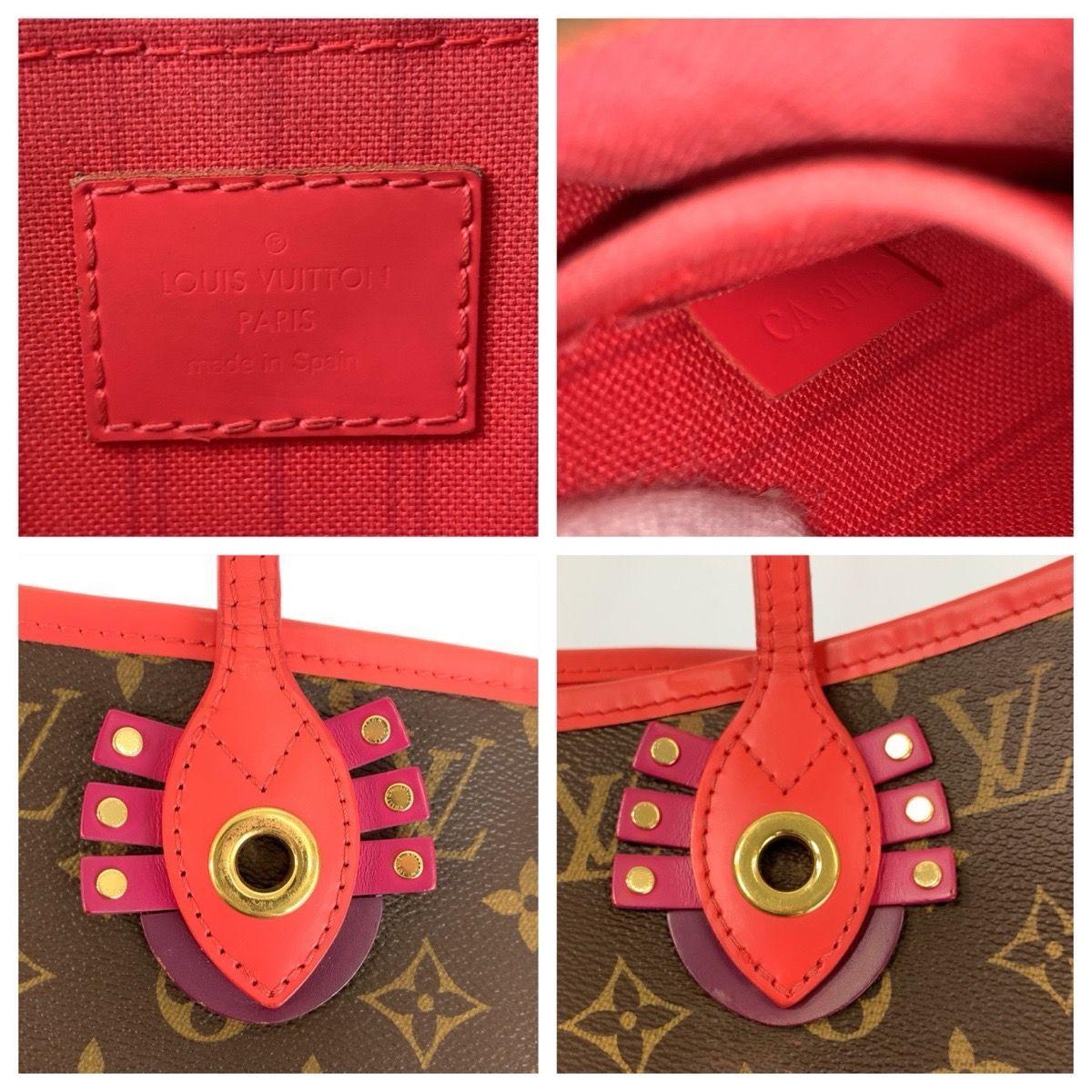 Louis Vuitton Monogram Totem Neverfull Brown Red Tote Shoulder — view 4
