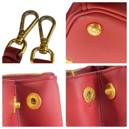 Prada Saffiano Galleria Red Gold Leather Tote Shoulder Bag 2-Way — view 5