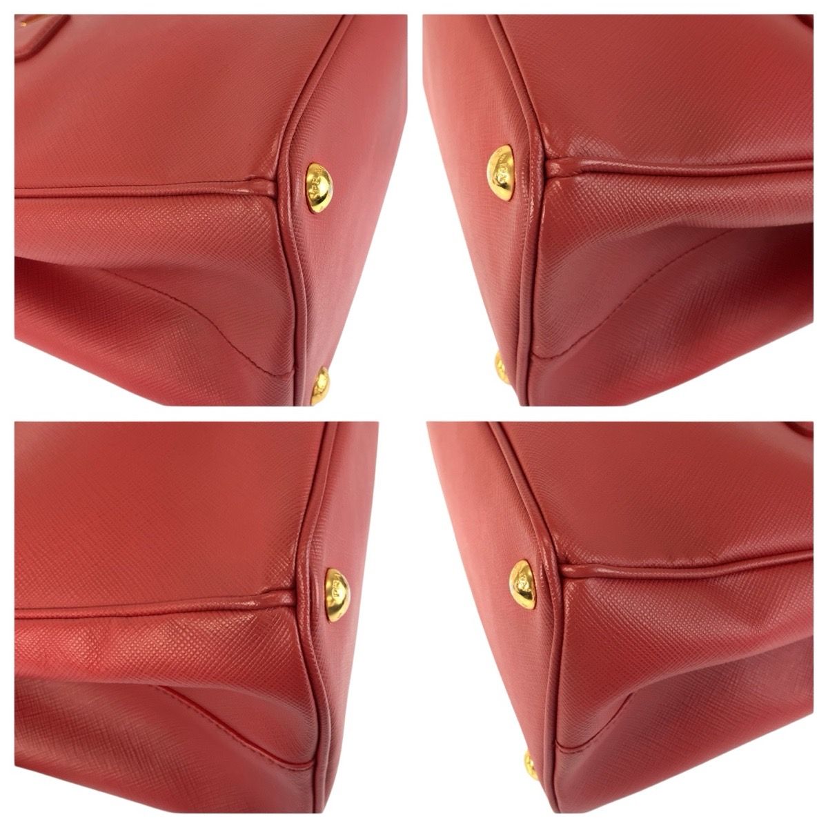 Prada Saffiano Galleria Red Gold Leather Tote Shoulder Bag 2-Way — view 4