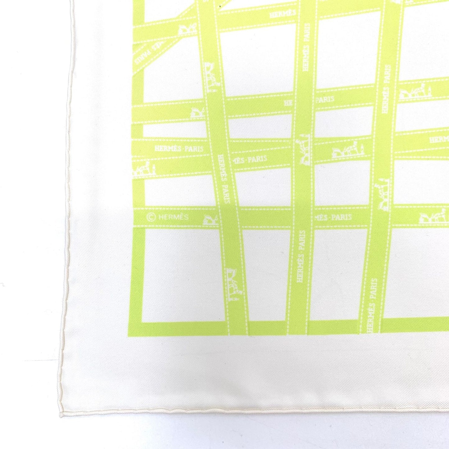 Hermes Scarf Carre 45 Bolduc Green White Silk — view 5