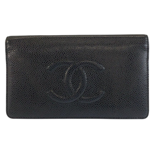 Chanel CC Logo Black Leather Wallet