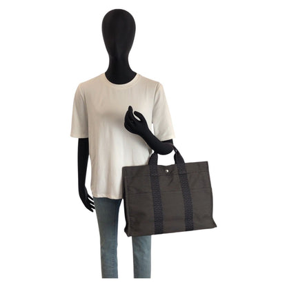 Hermes Her Line Gray Silver Polyamide Polyester Tote — view 6