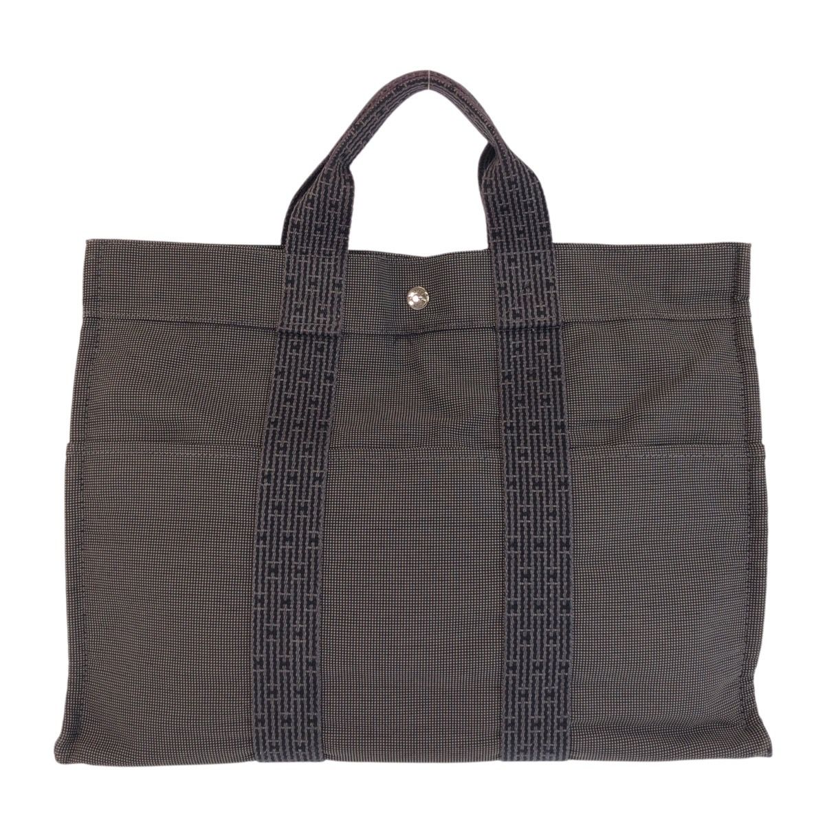 Hermes Her Line Gray Silver Polyamide Polyester Tote