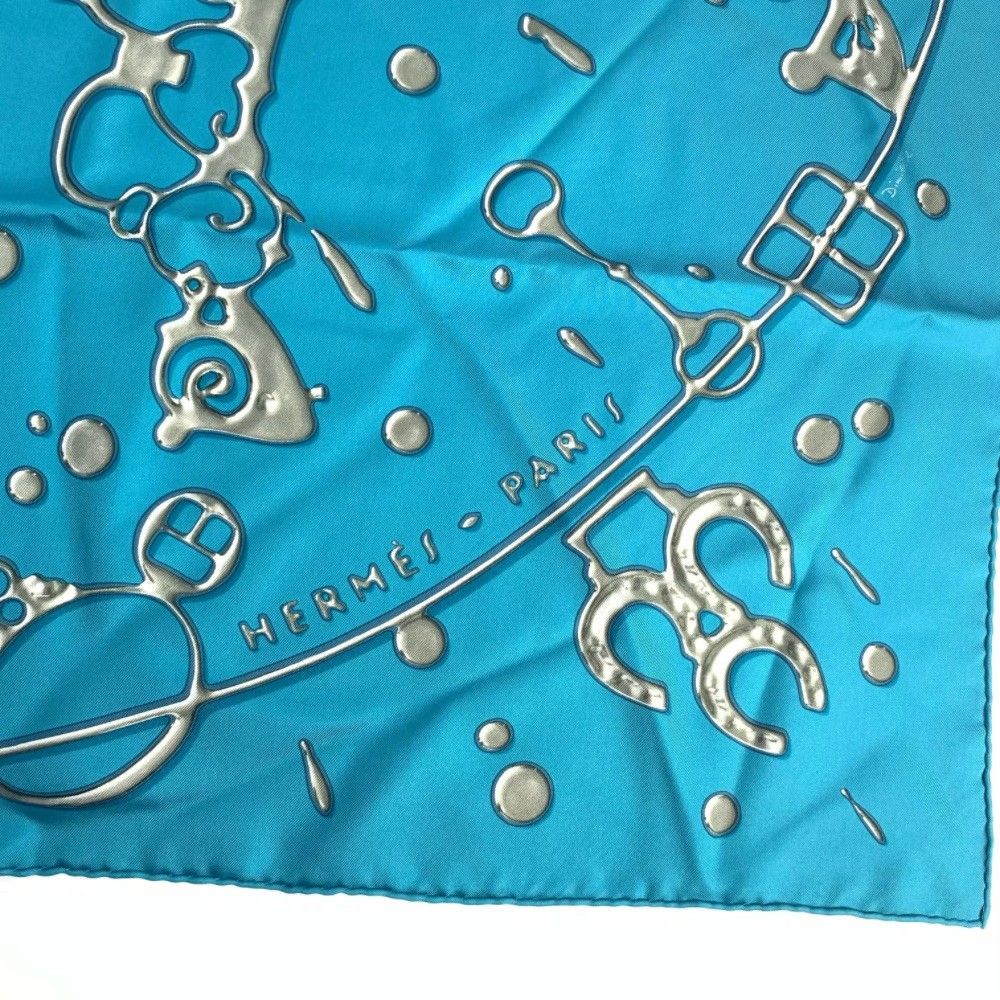 Hermes Carre 90 Cheval Fusion Blue Silk Scarf — view 6