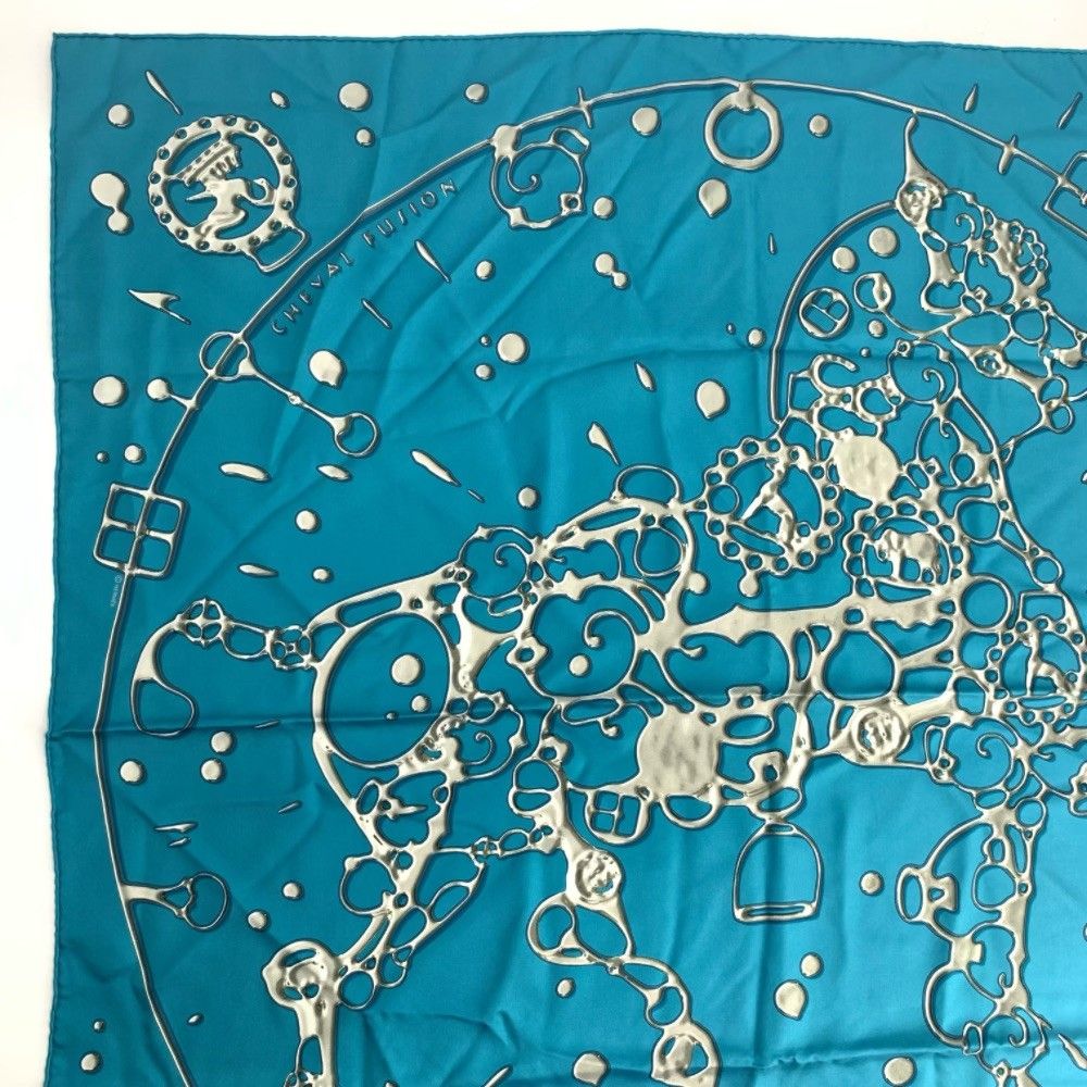 Hermes Carre 90 Cheval Fusion Blue Silk Scarf — view 2