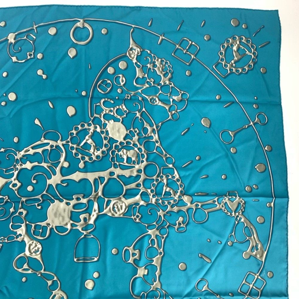 Hermes Carre 90 Cheval Fusion Blue Silk Scarf — view 3