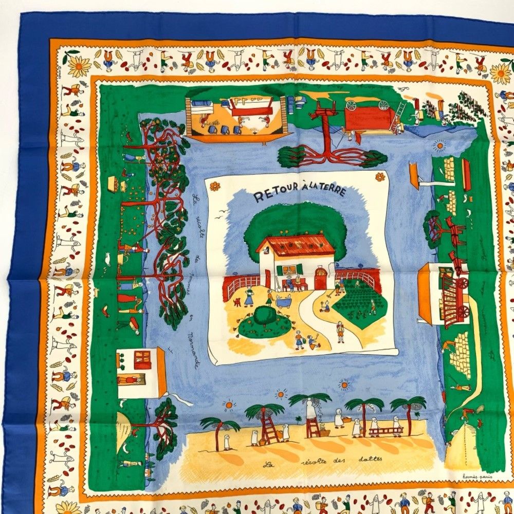 Hermes Carre 90 Retour a la Terre Return to Silk 100% Scarf — view 2