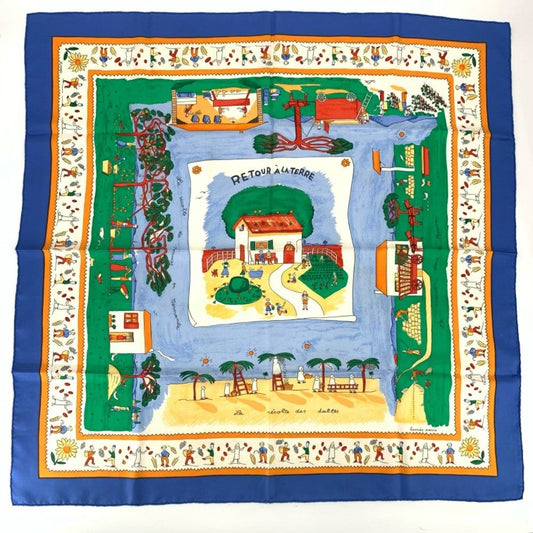 Hermes Carre 90 Retour a la Terre Return to Silk 100% Scarf