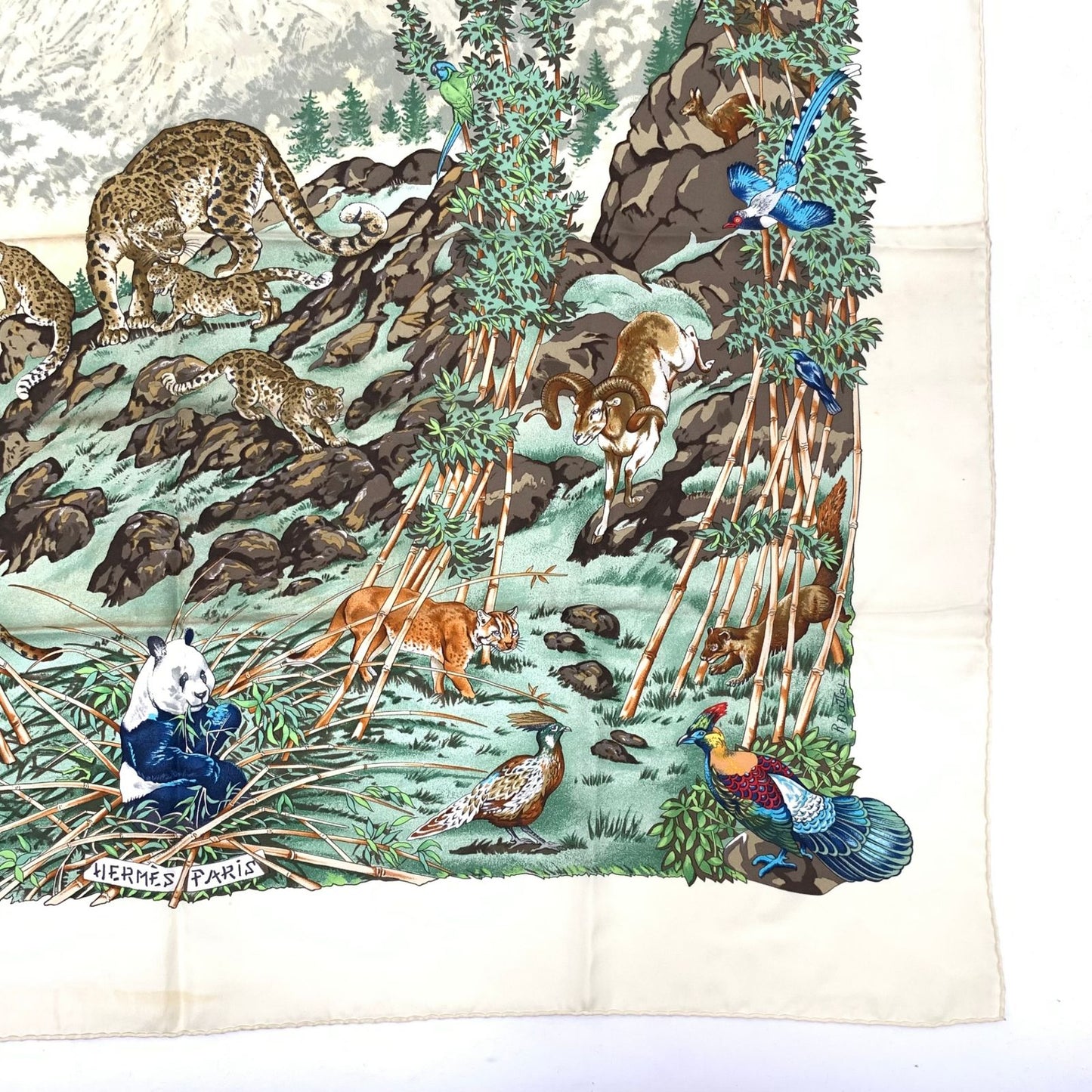 Hermes Carre 90 Sichuan Ivory Multicolor Scarf Silk — view 4