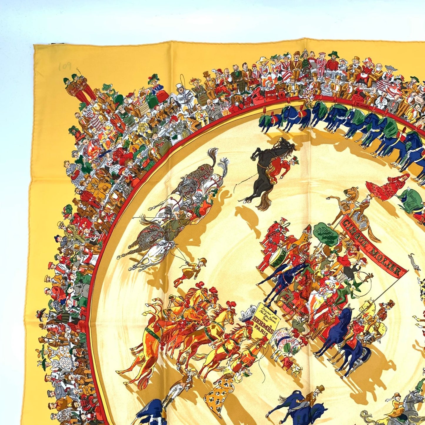 Hermes Carre 90 Cirque Molier Yellow Scarf Silk — view 2
