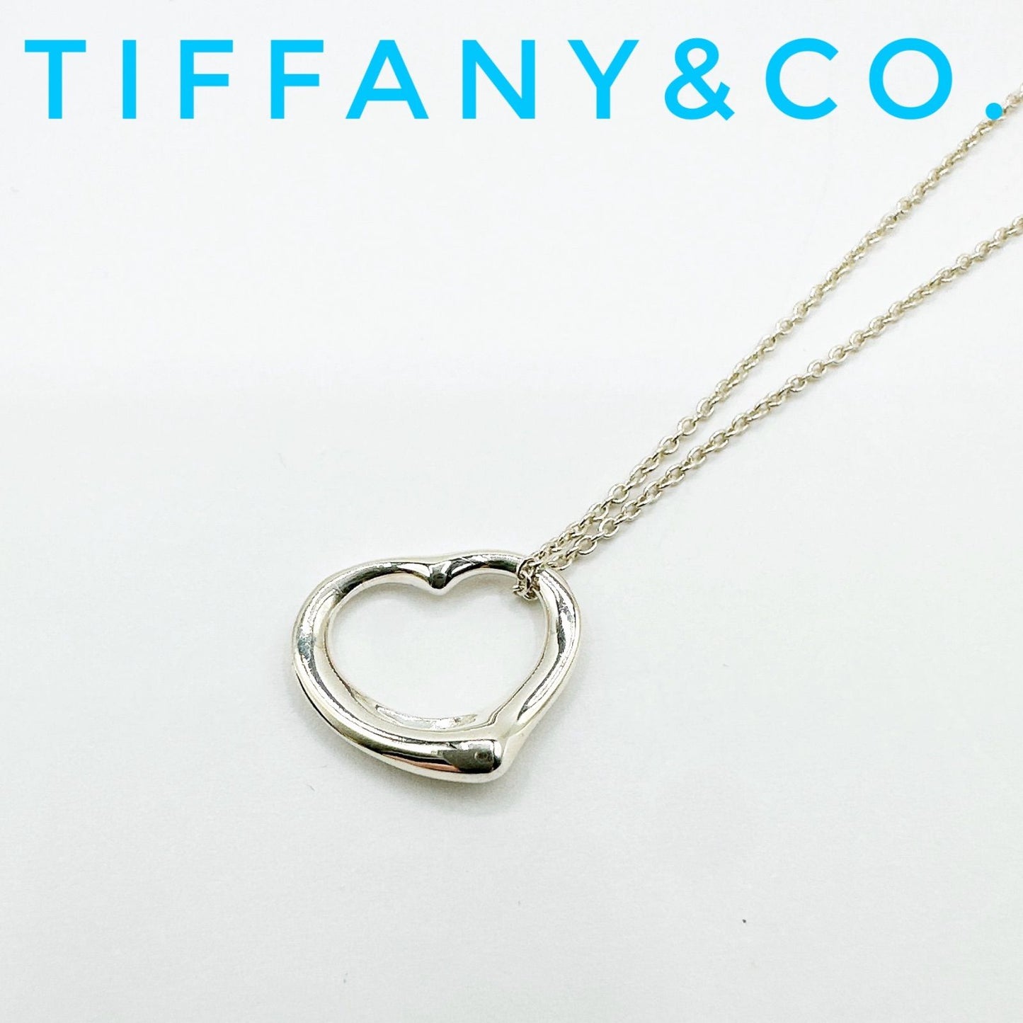 Tiffany & Co Open Heart Silver Necklace 42 cm