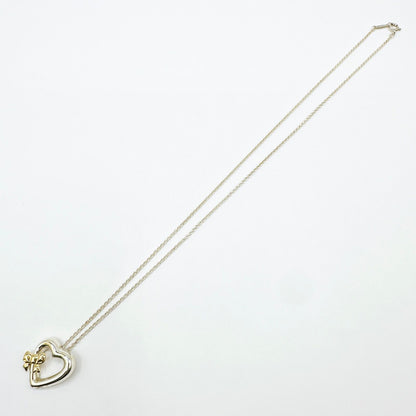 Tiffany & Co Heart Ribbon Silver Yellow Gold Necklace 46 cm — view 7