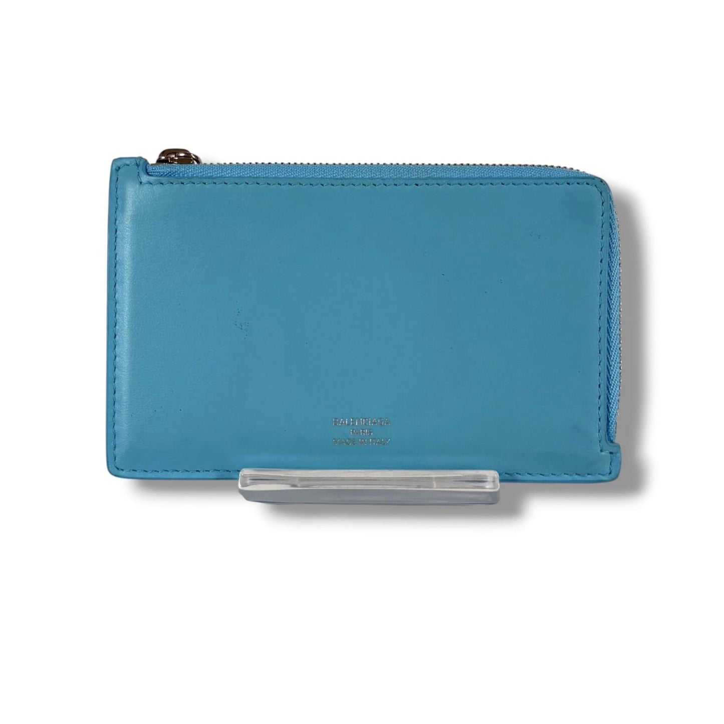 Balenciaga Envelope Fragment Case Coin Card Holder Light Blue Leather — view 3