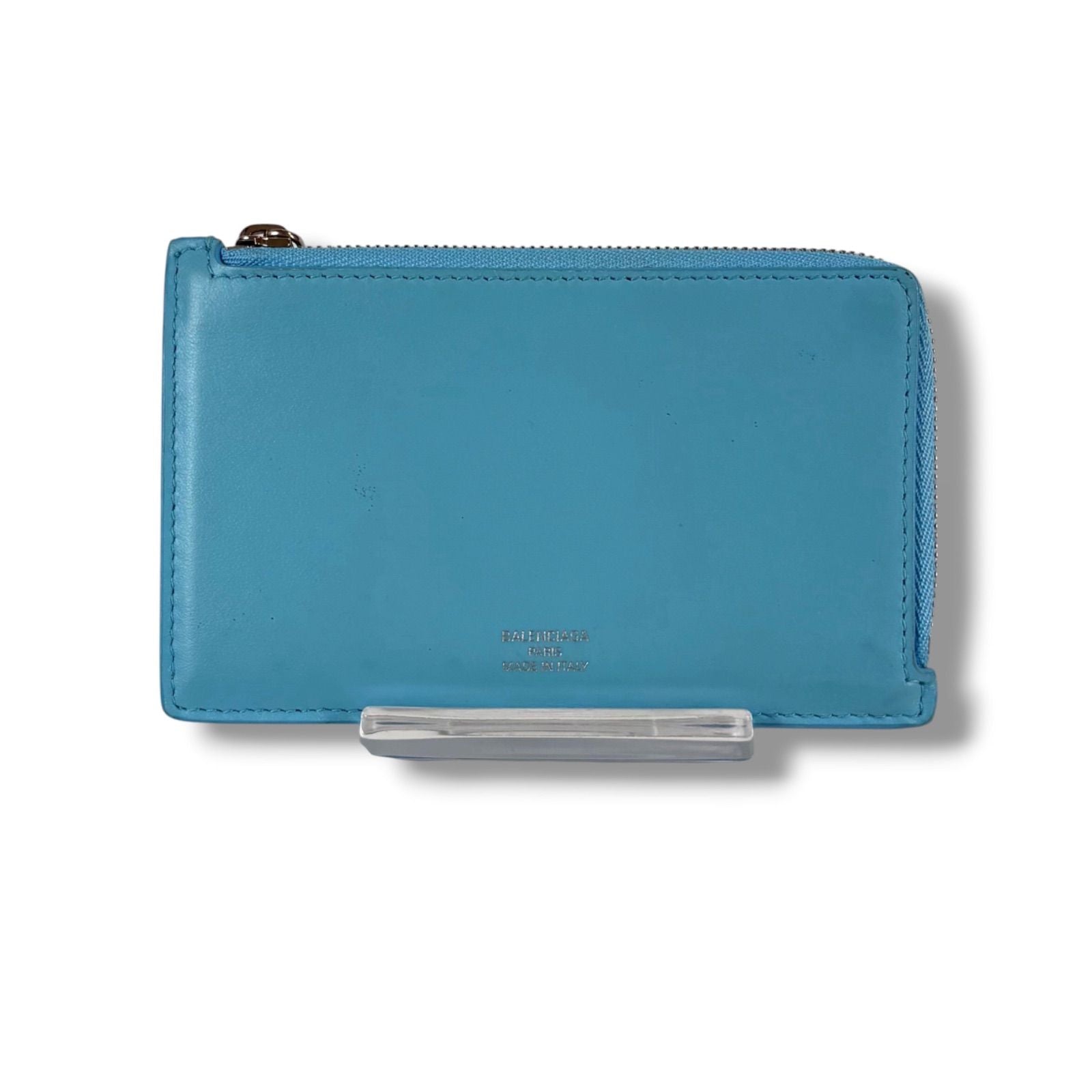 Balenciaga Envelope Fragment Case Coin Card Holder Light Blue Leather — view 3