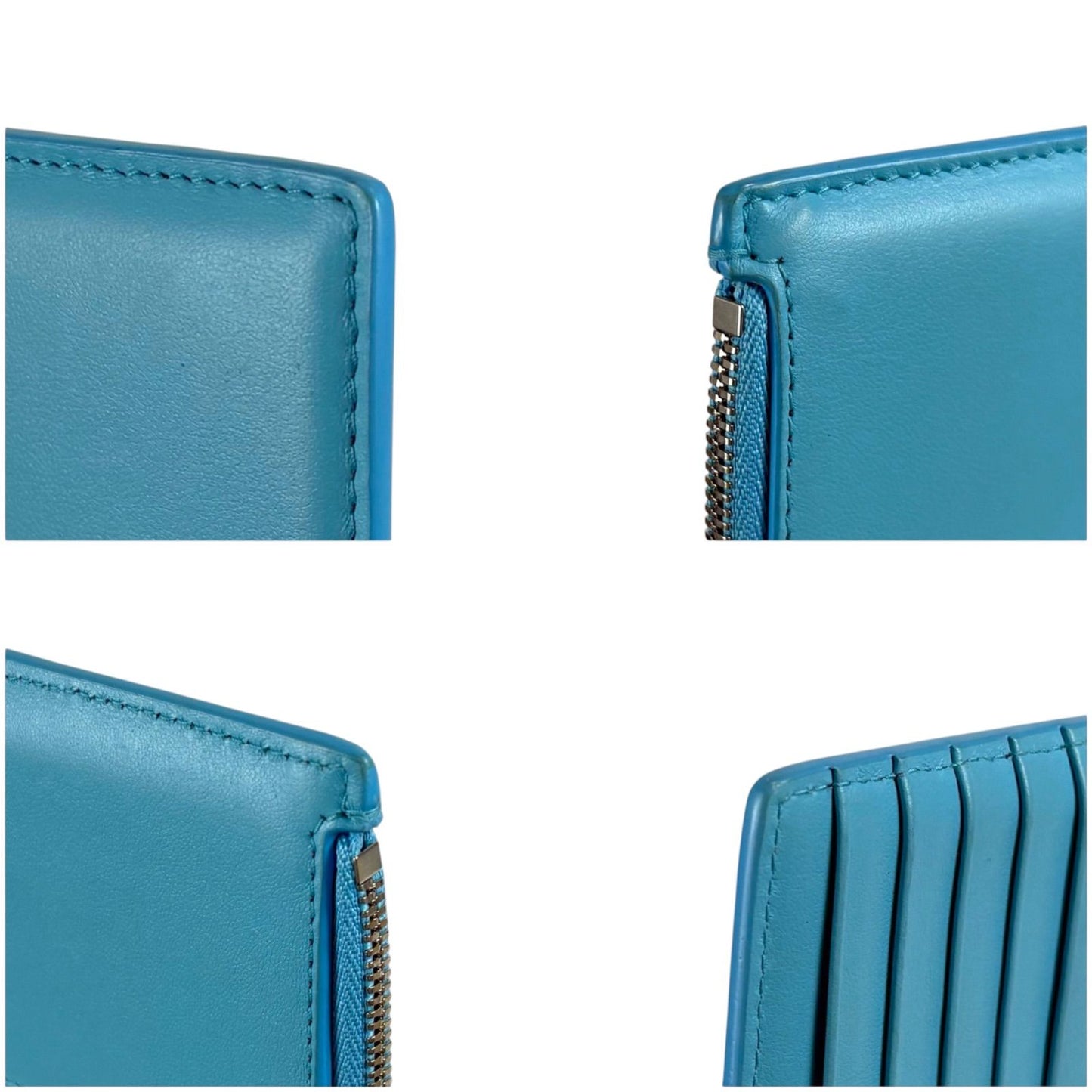 Balenciaga Envelope Fragment Case Coin Card Holder Light Blue Leather — view 7