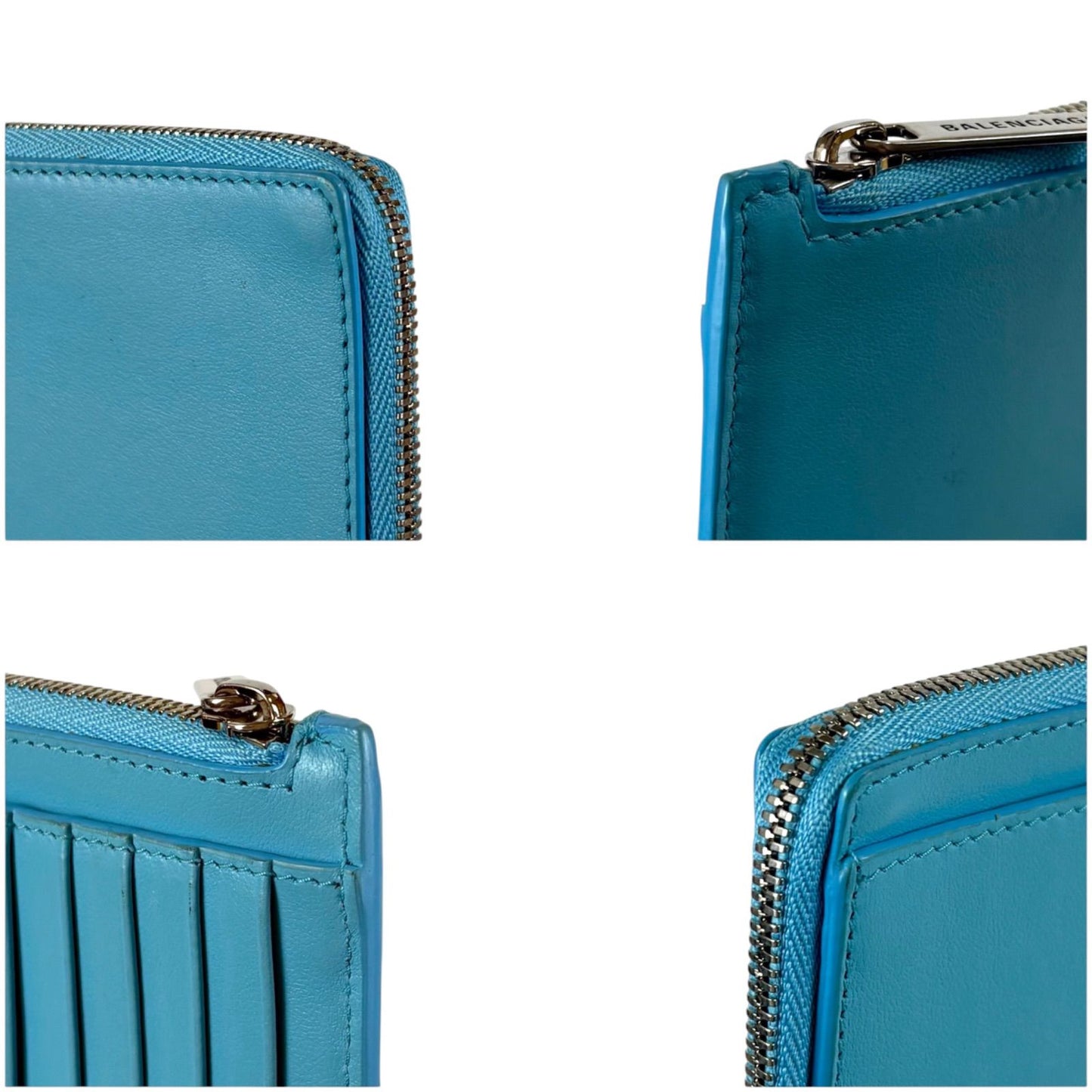 Balenciaga Envelope Fragment Case Coin Card Holder Light Blue Leather — view 6