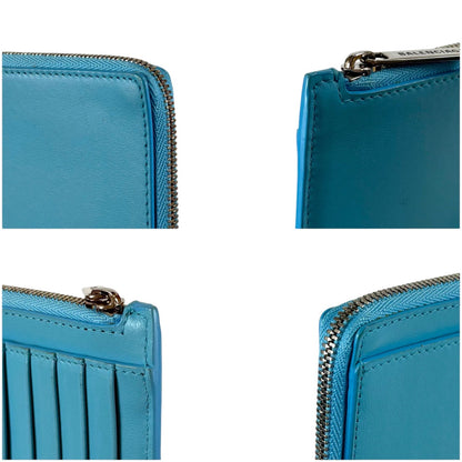 Balenciaga Envelope Fragment Case Coin Card Holder Light Blue Leather — view 6