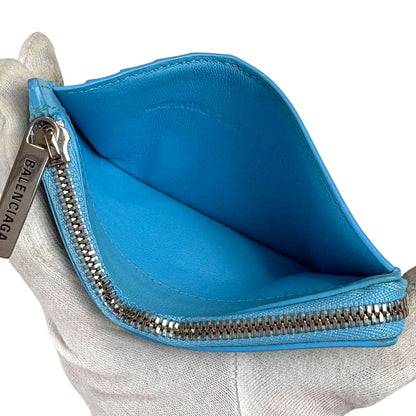 Balenciaga Envelope Fragment Case Coin Card Holder Light Blue Leather — view 9