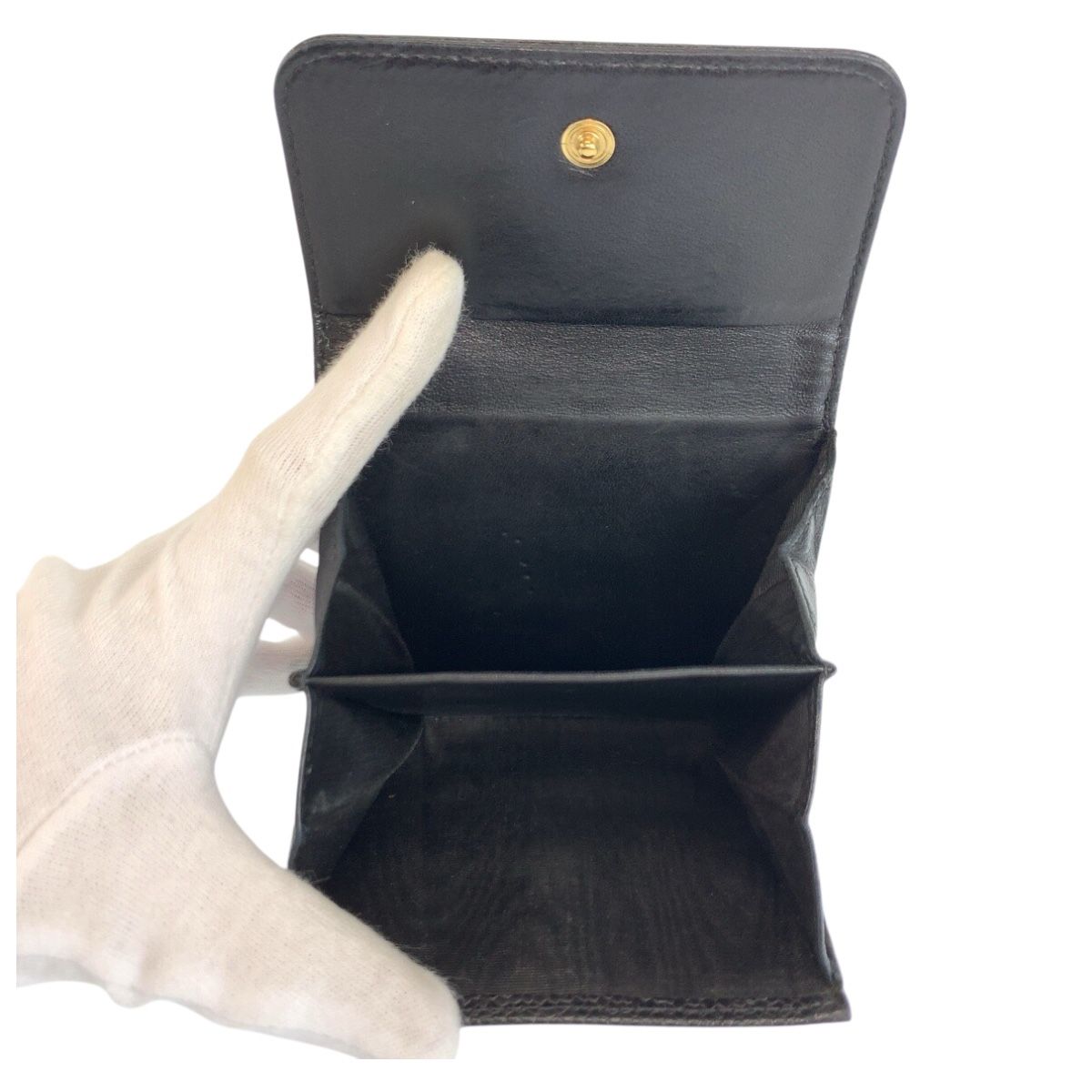 Chanel CC Logo Black Leather Folded Wallet Compact — view 5