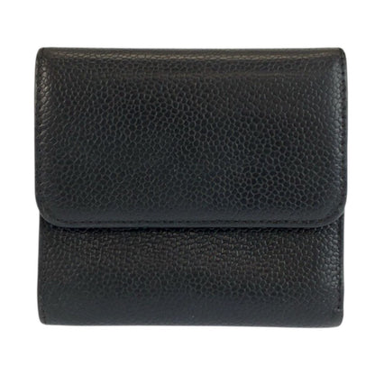 Chanel CC Logo Black Leather Folded Wallet Compact — view 2