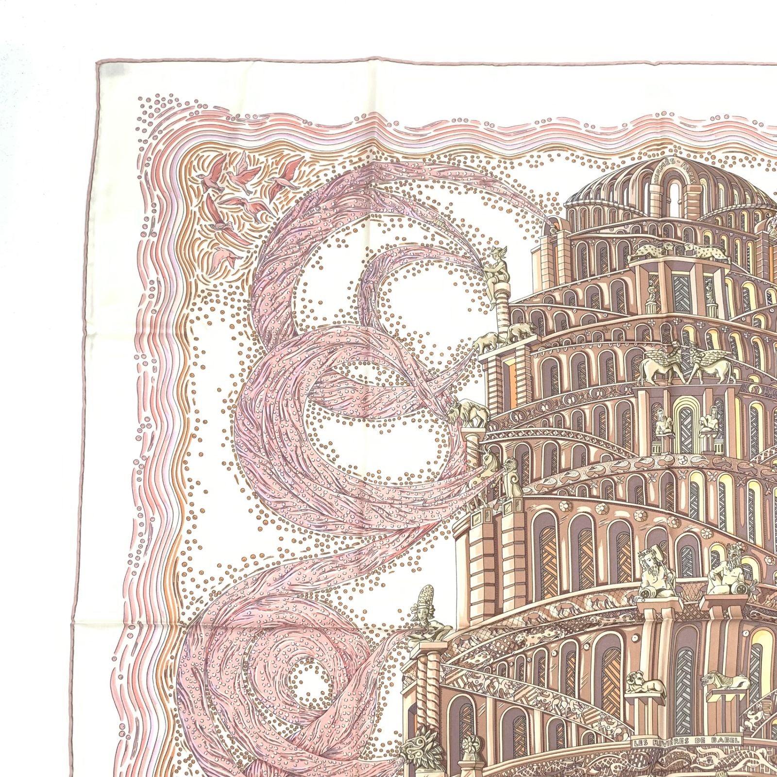 Hermes Carre 90 les Rivieres de Babel River of Pink Scarf Silk — view 2