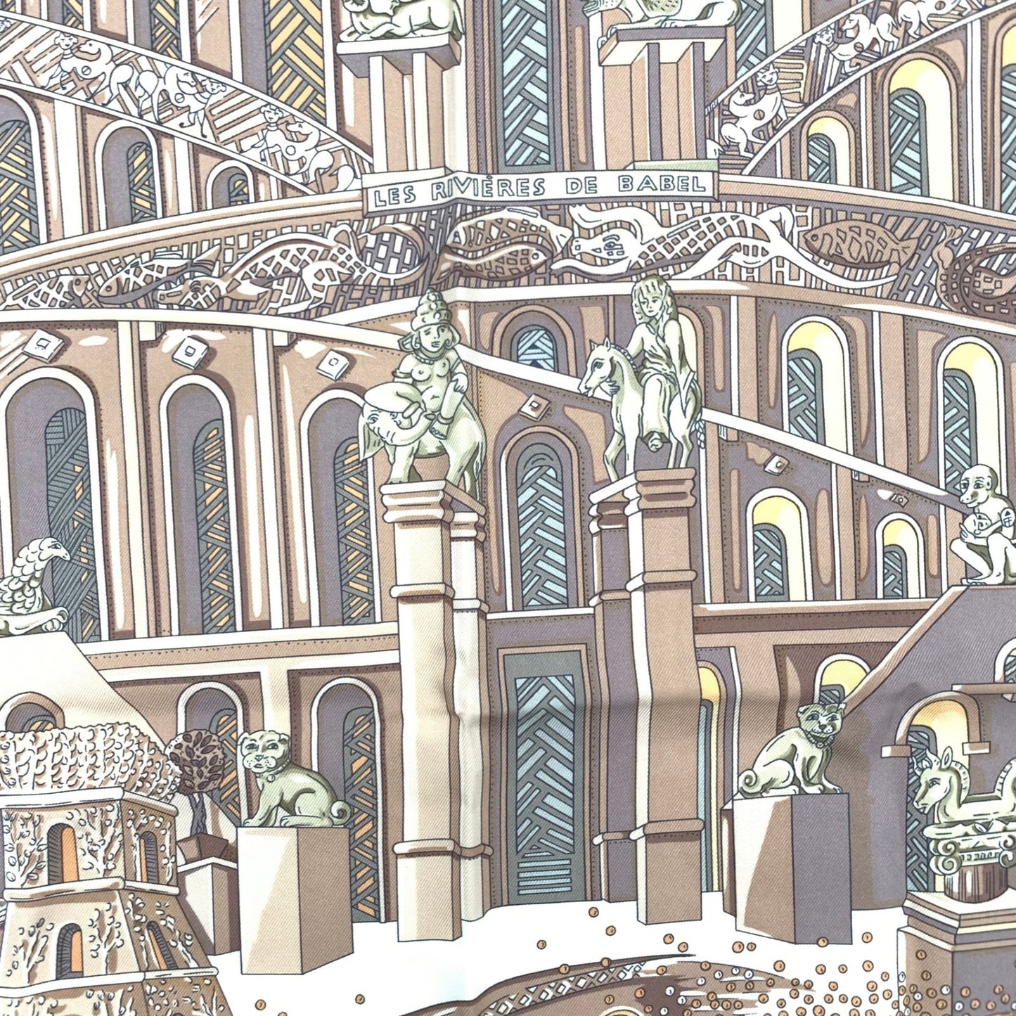 Hermes Carre 90 les Rivieres de Babel River of Pink Scarf Silk — view 7
