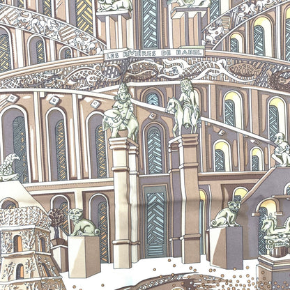 Hermes Carre 90 les Rivieres de Babel River of Pink Scarf Silk — view 7