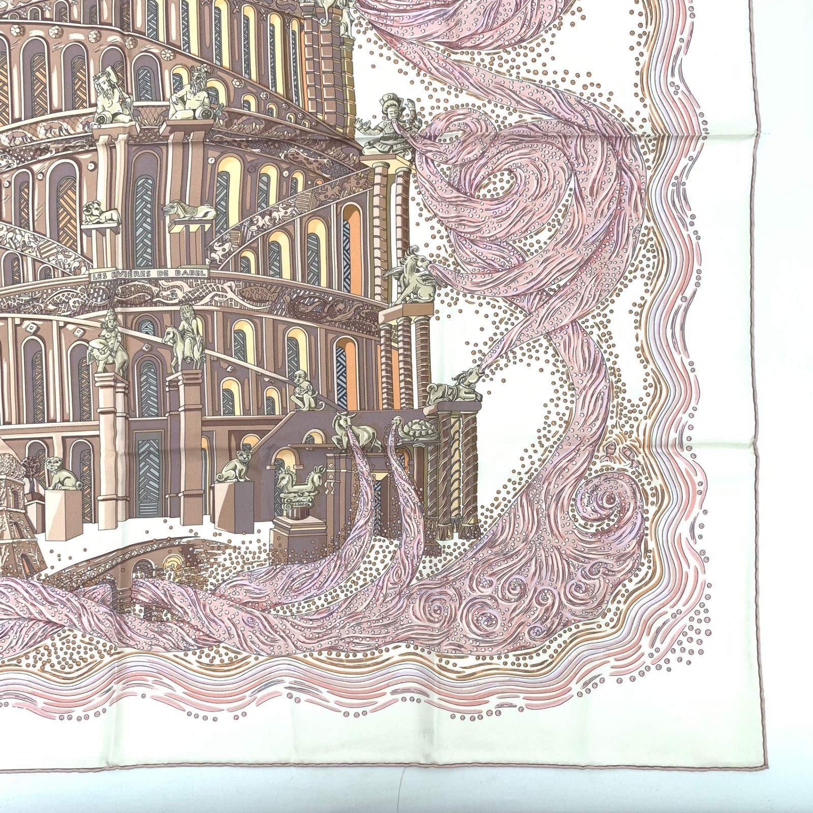 Hermes Carre 90 les Rivieres de Babel River of Pink Scarf Silk — view 4