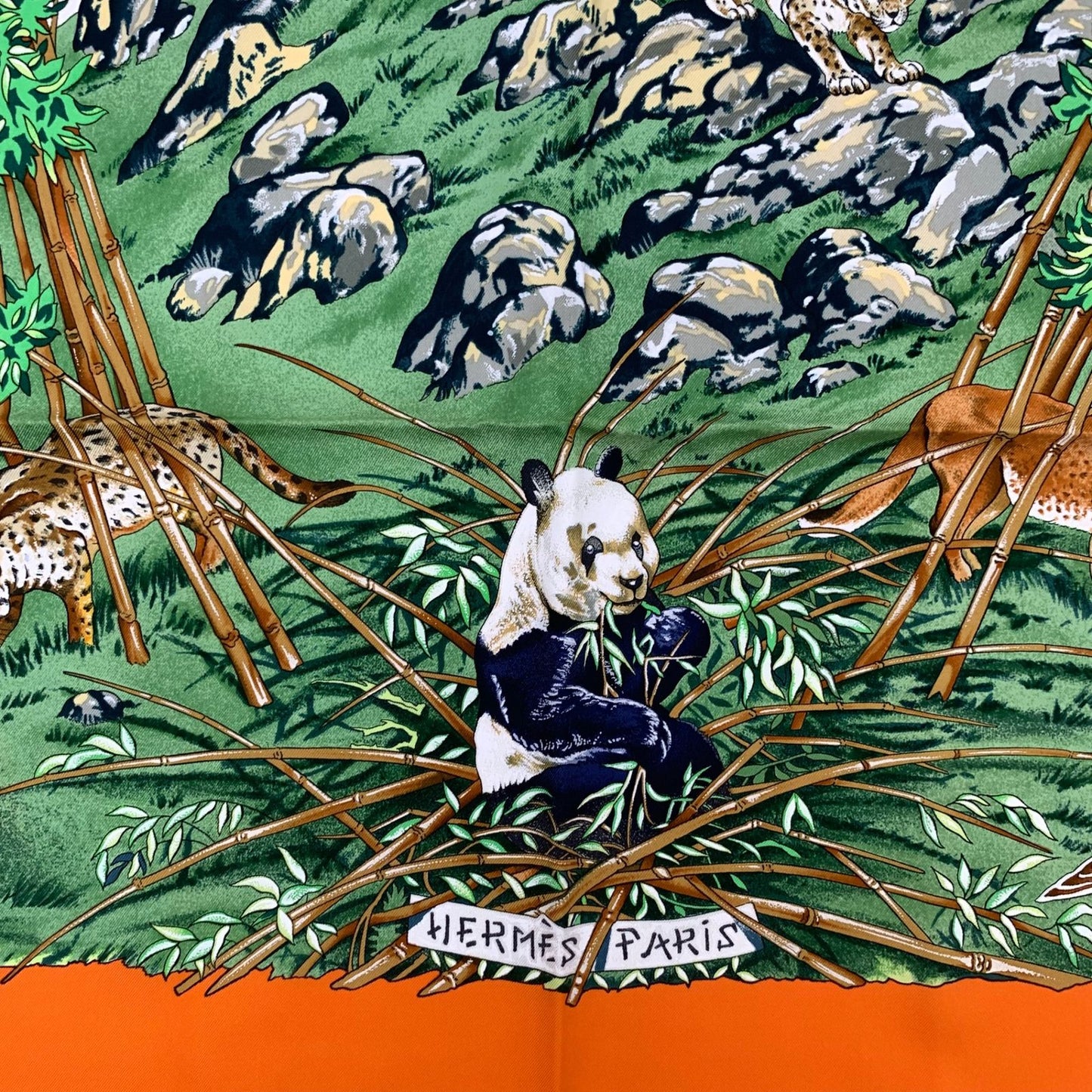 Hermes Carre 90 Sichuan Orange Multicolor Silk Scarf — view 6