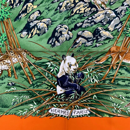 Hermes Carre 90 Sichuan Orange Multicolor Silk Scarf — view 6