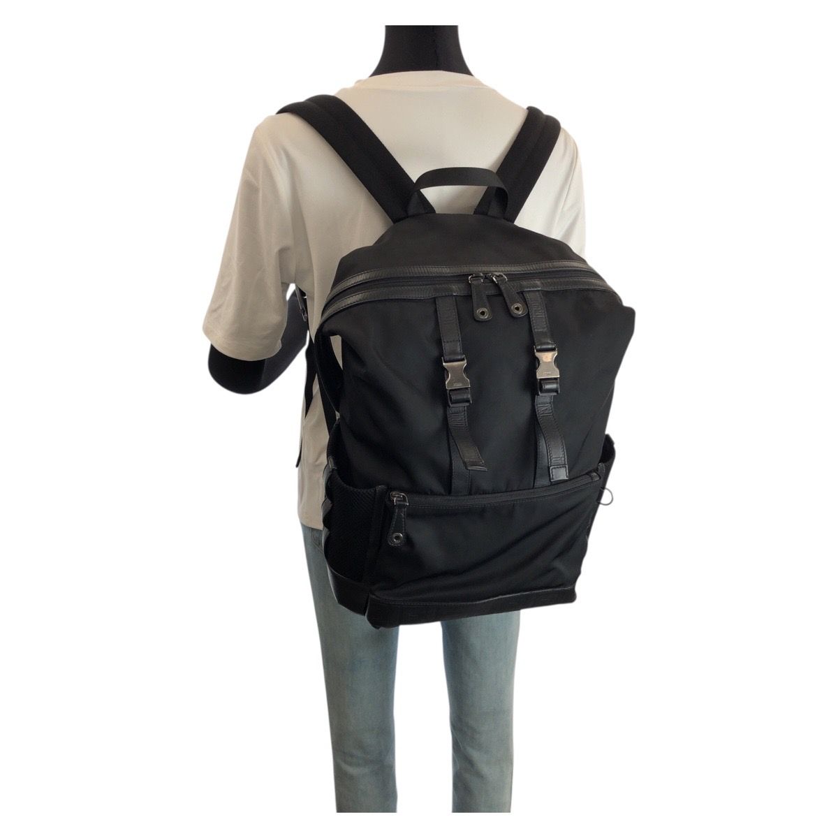 Fendi Zucca Black Silver Nylon Leather Backpack — view 7